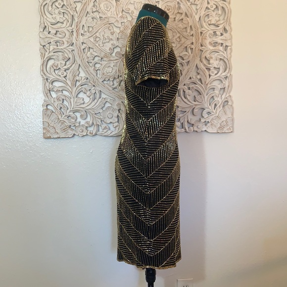 AJ Bari Vintage Hand Beaded Silk CockTail Dress - Picture 7 of 16